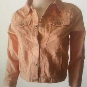 Women's Peach Jacket with Eyelet Detailing